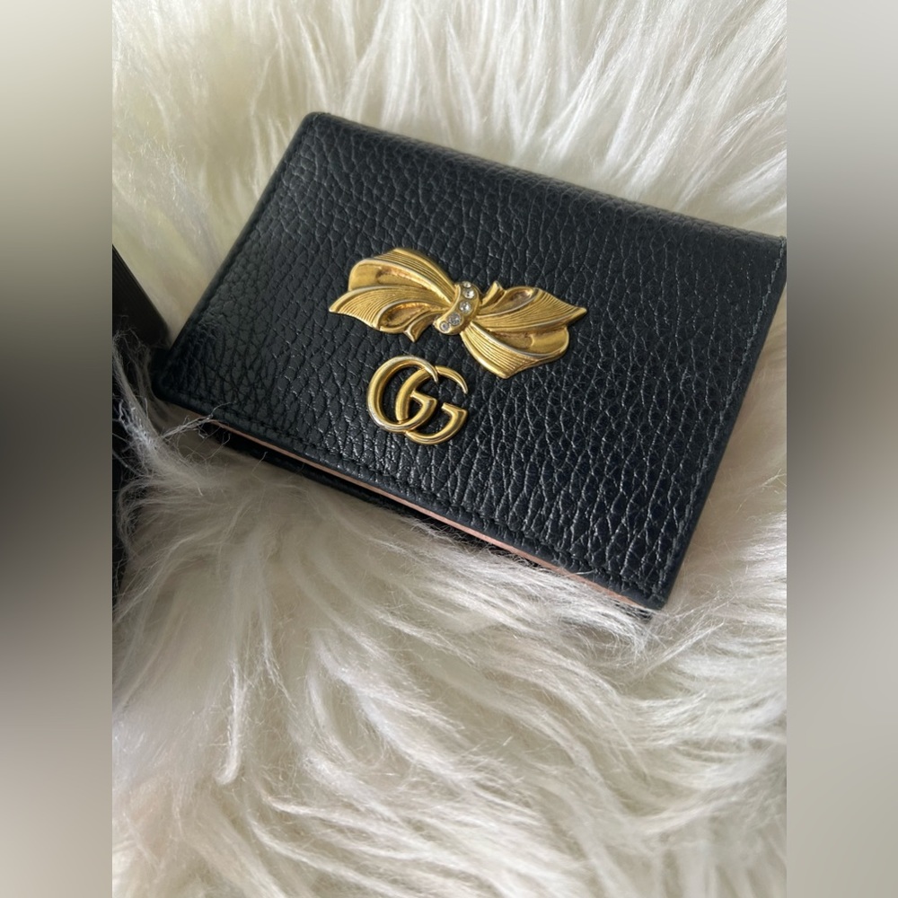 Gucci GG Marmont Ribbon Bow Card Case Wallet